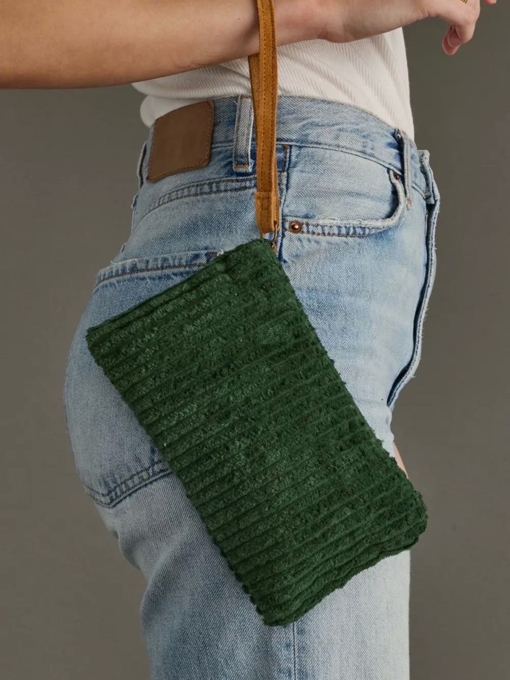Panache Apparel Co. Green Corduroy Wristlet